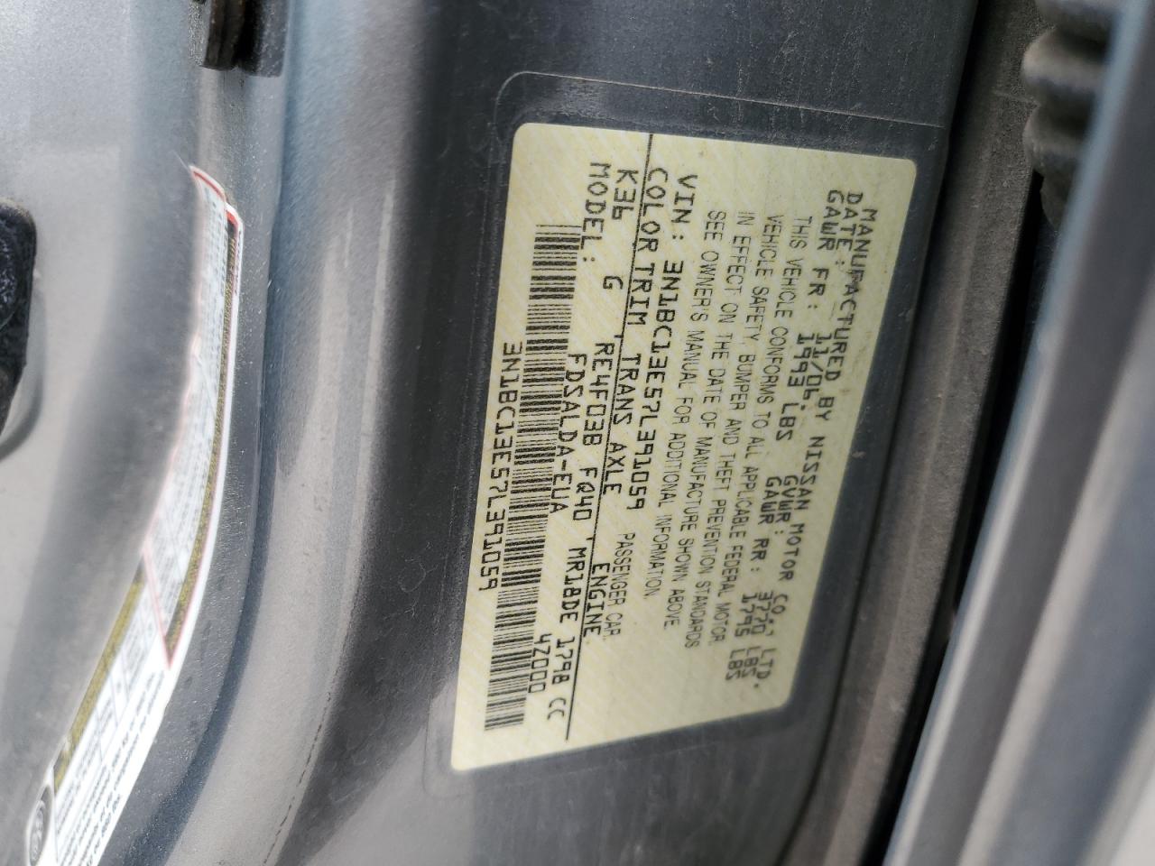 3N1BC13E57L391059 2007 Nissan Versa S