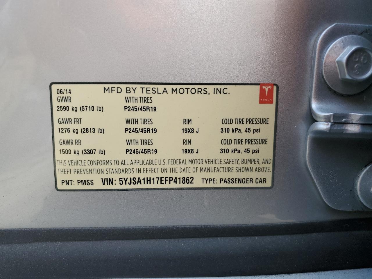 5YJSA1H17EFP41862 2014 Tesla Model S