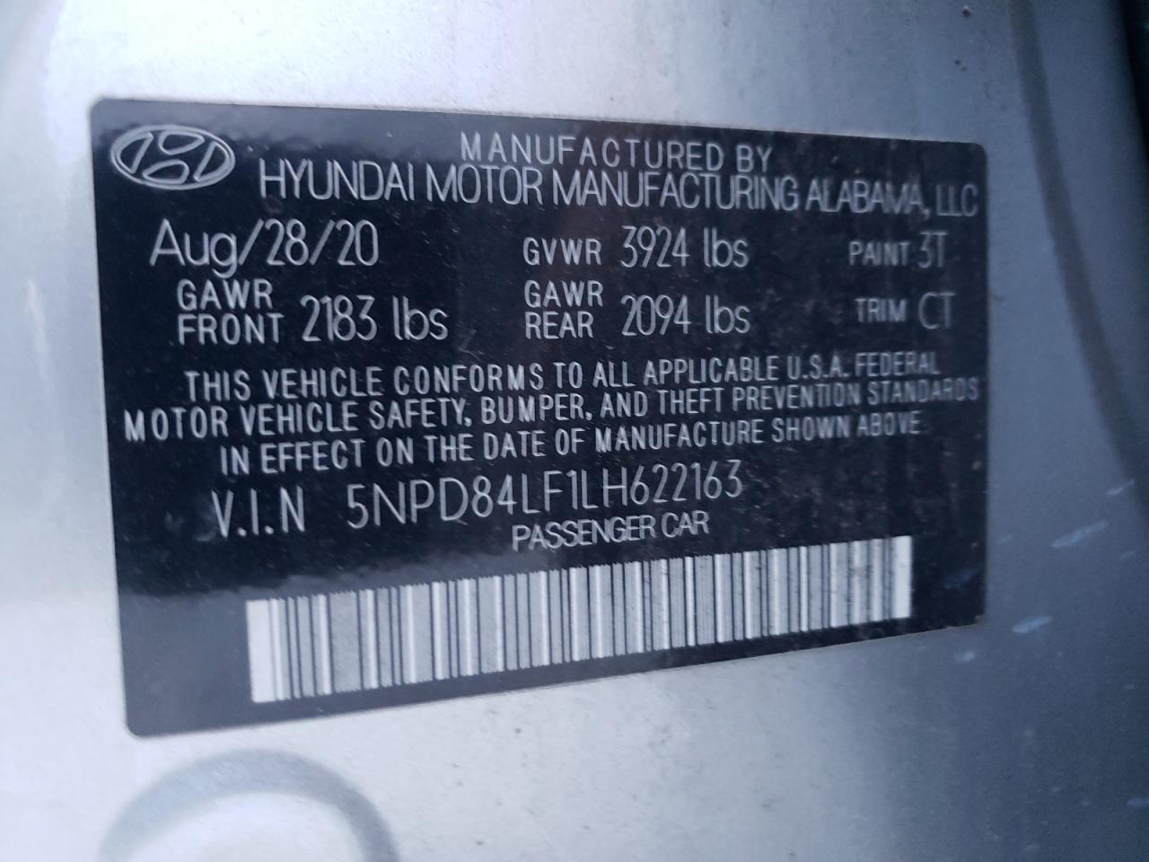 5NPD84LF1LH622163 2020 Hyundai Elantra Sel