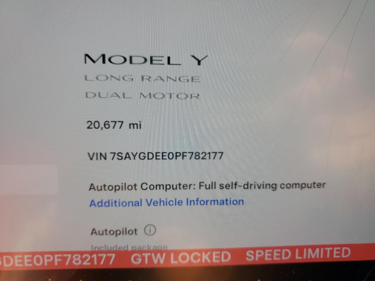 7SAYGDEE0PF782177 2023 Tesla Model Y