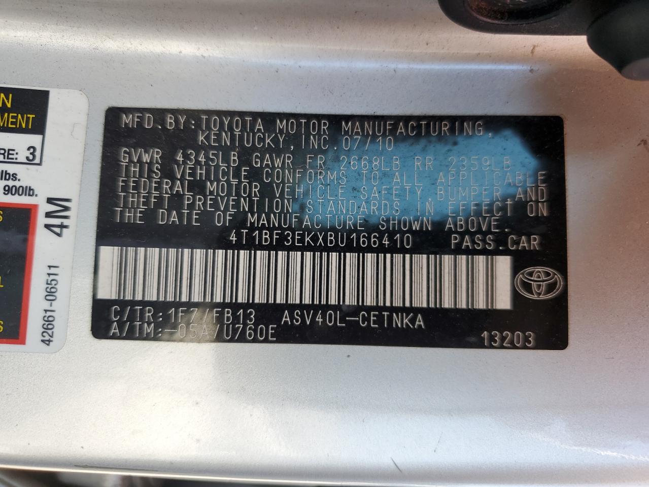 4T1BF3EKXBU166410 2011 Toyota Camry Base