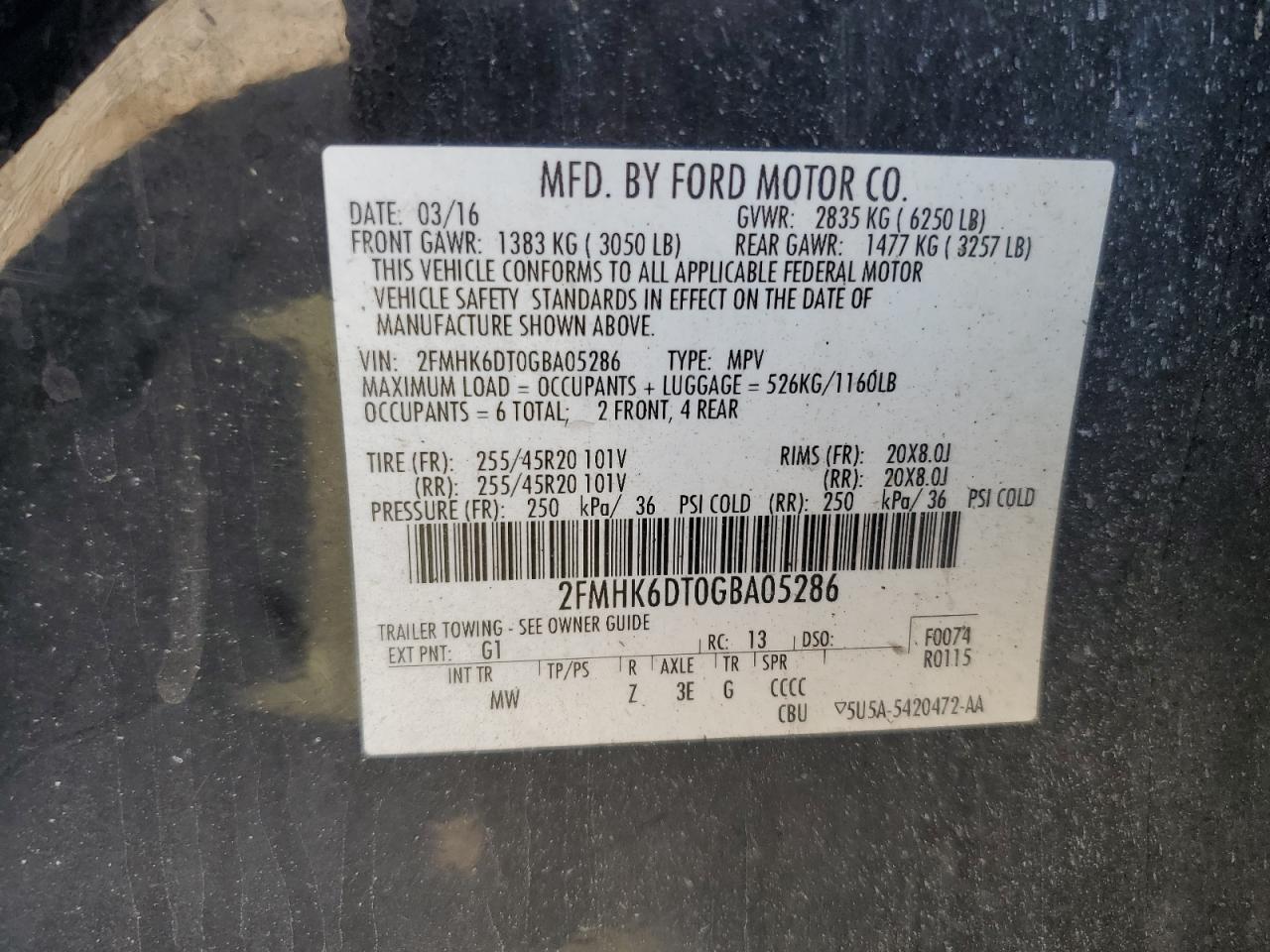 2FMHK6DT0GBA05286 2016 Ford Flex Limited