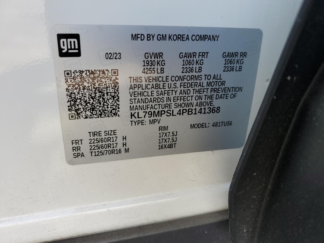 2023 Chevrolet Trailblazer Lt VIN: KL79MPSL4PB141368 Lot: 70690804