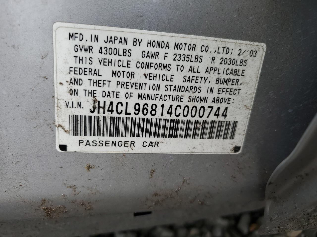 JH4CL96814C000744 2004 Acura Tsx