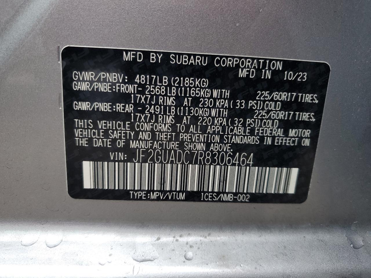 JF2GUADC7R8306464 2024 Subaru Crosstrek Premium