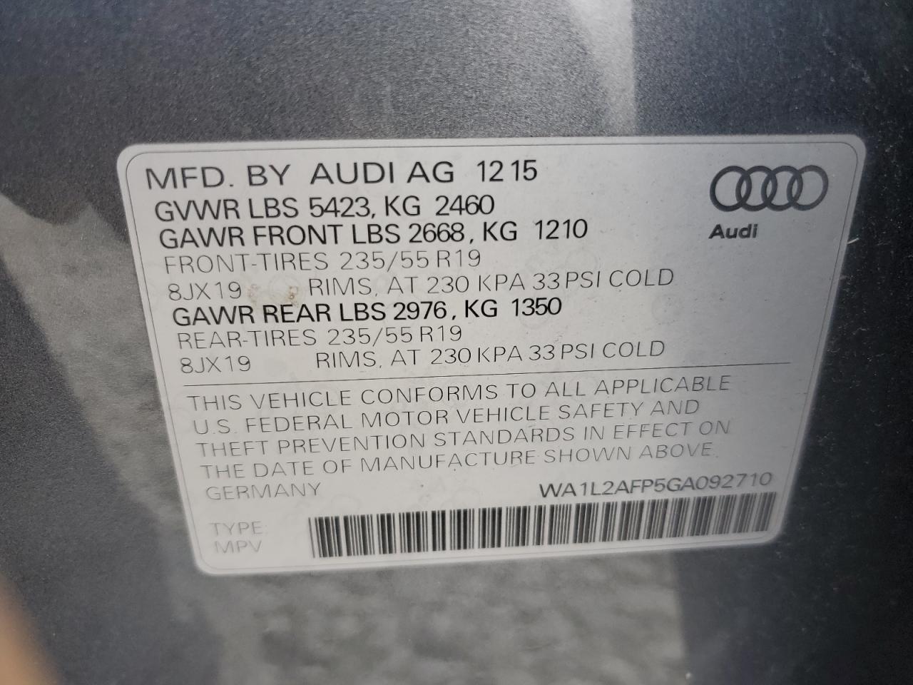 WA1L2AFP5GA092710 2016 Audi Q5 Premium Plus