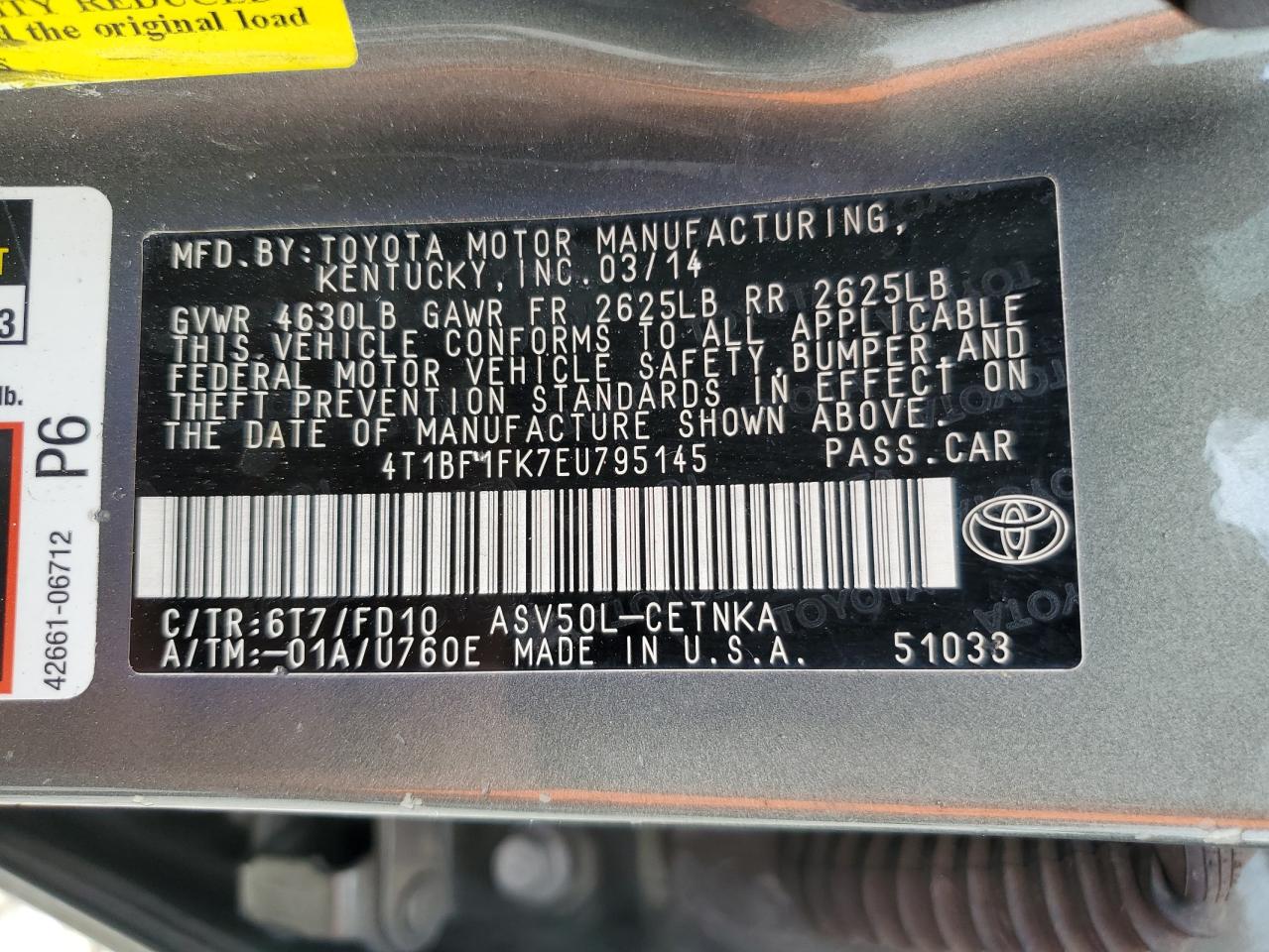 4T1BF1FK7EU795145 2014 Toyota Camry L