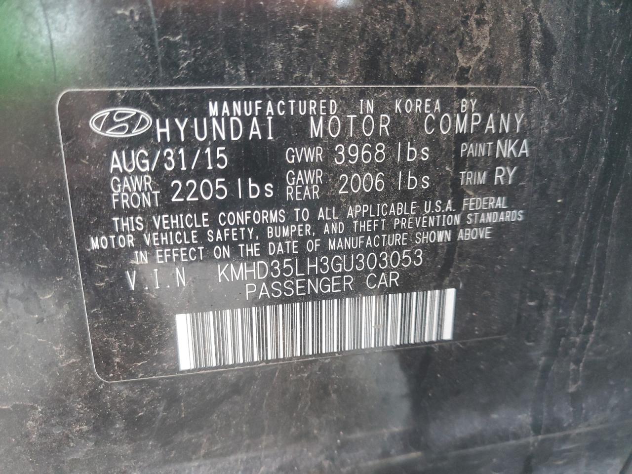 KMHD35LH3GU303053 2016 HYUNDAI ELANTRA - Image 13