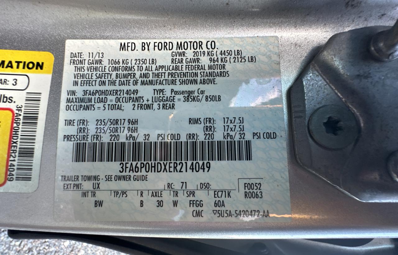 3FA6P0HDXER214049 2014 Ford Fusion Se