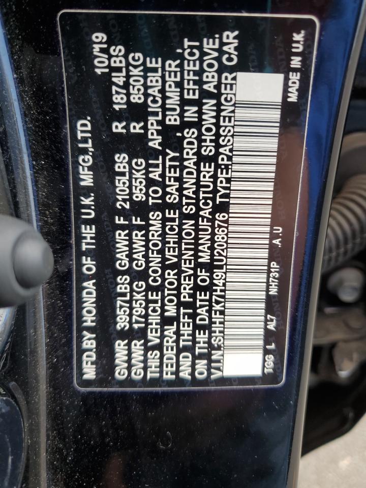 SHHFK7H49LU208676 2020 Honda Civic Sport