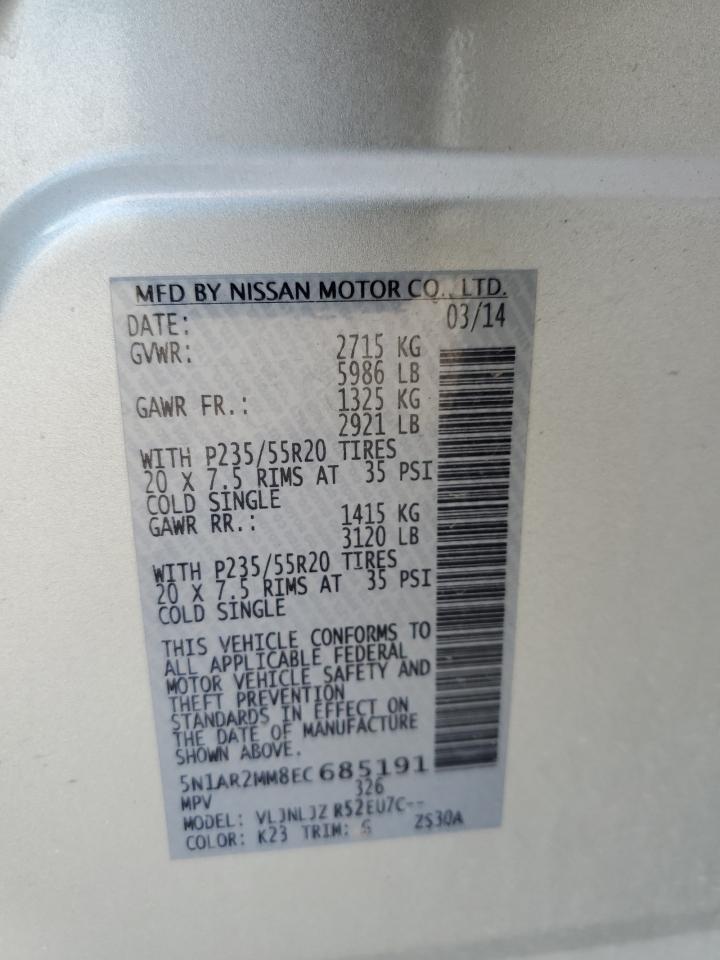 5N1AR2MM8EC685191 2014 Nissan Pathfinder S