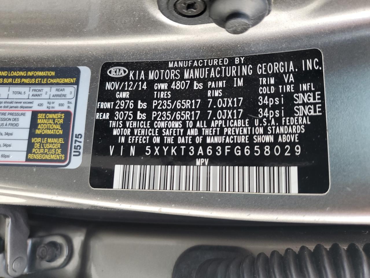 5XYKT3A63FG658029 2015 KIA SORENTO - Image 13