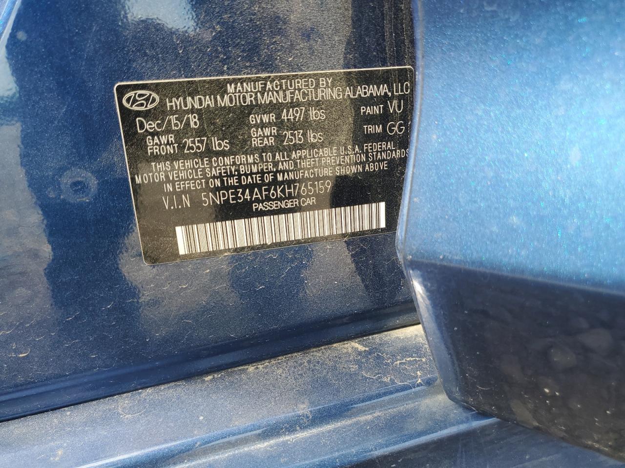 5NPE34AF6KH765159 2019 HYUNDAI SONATA - Image 14