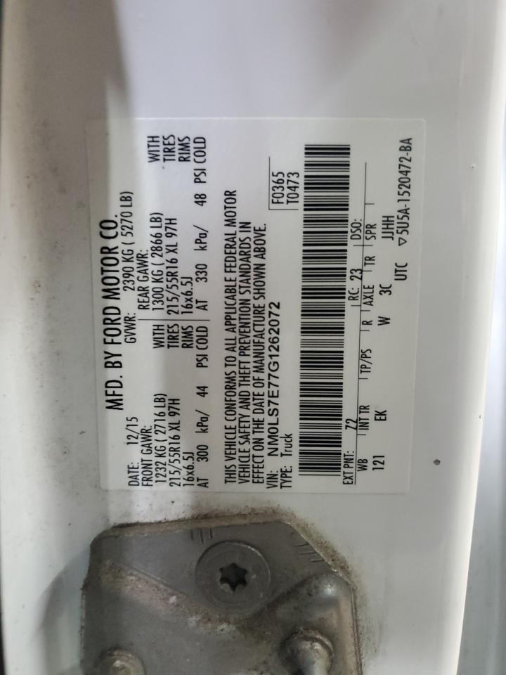 2016 Ford Transit Connect Xl VIN: NM0LS7E77G1262072 Lot: 72644084