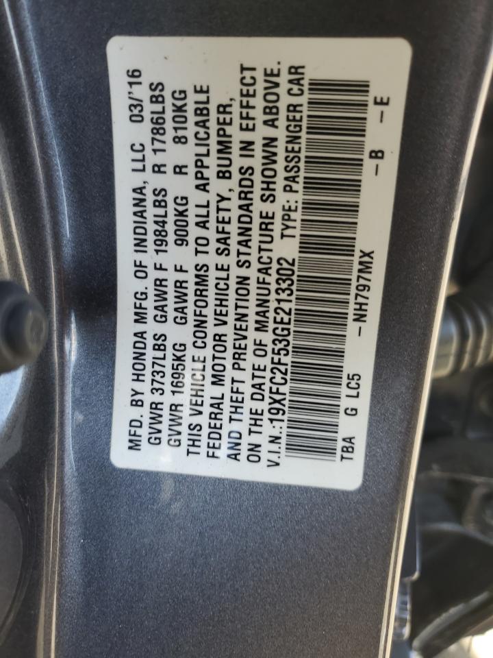 19XFC2F53GE213302 2016 Honda Civic Lx