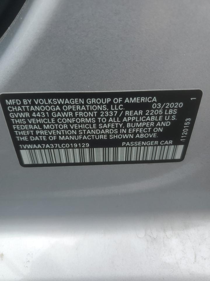 1VWAA7A37LC019129 2020 Volkswagen Passat S