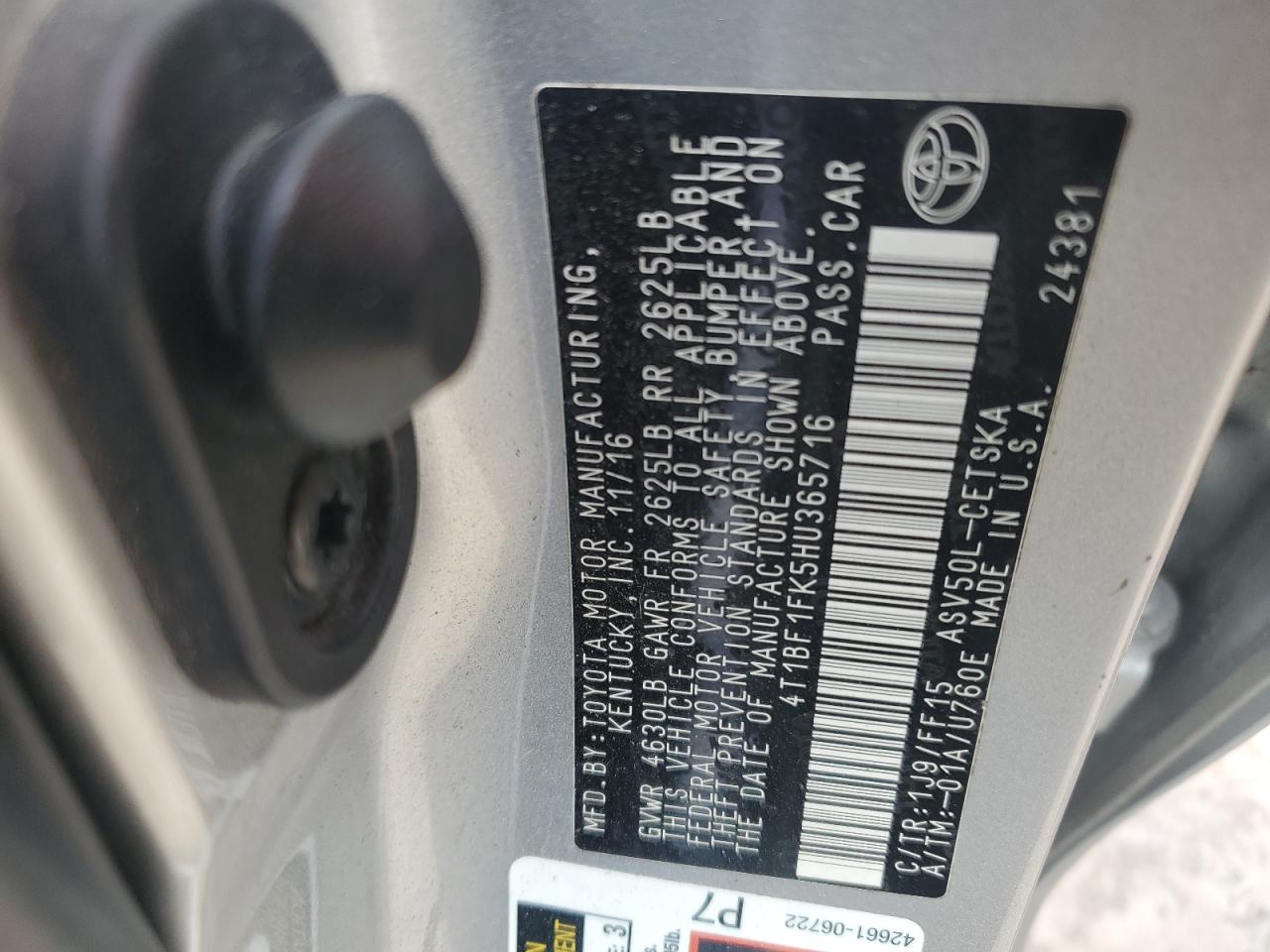 4T1BF1FK5HU365716 2017 TOYOTA CAMRY - Image 12