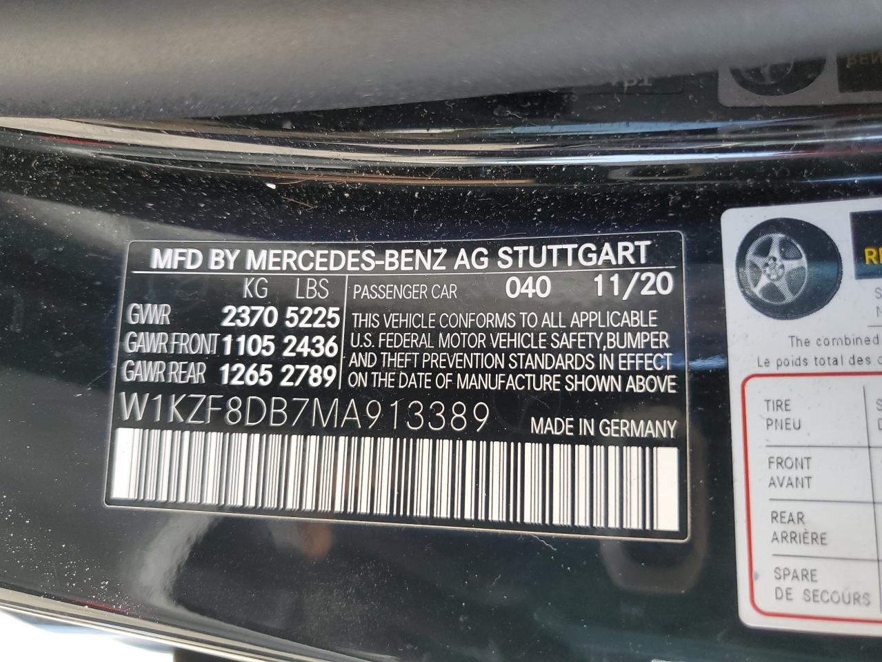 W1KZF8DB7MA913389 2021 Mercedes-Benz E 350