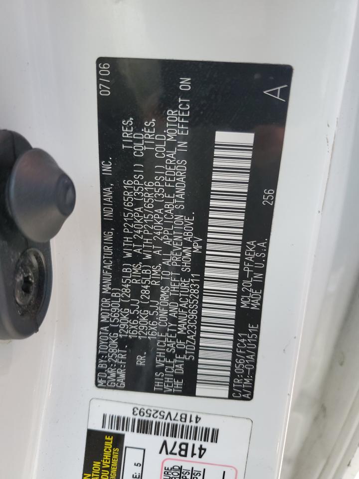 2006 Toyota Sienna Ce VIN: 5TDZA23C96S528311 Lot: 70660194