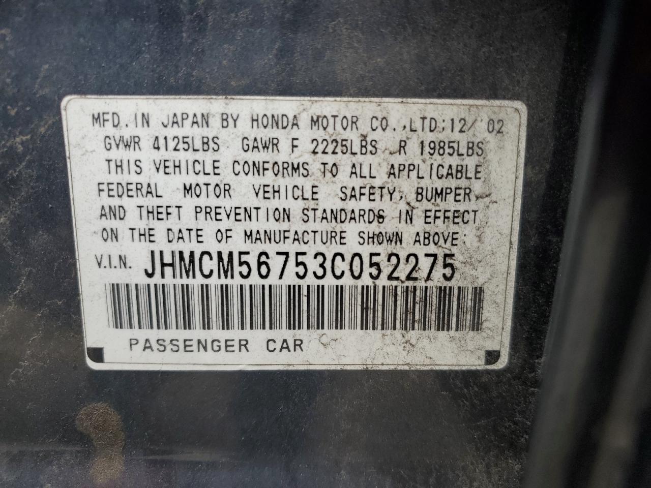 JHMCM56753C052275 2003 Honda Accord Ex