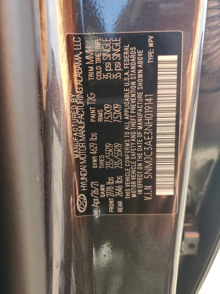 2022 Hyundai Tucson Sel VIN: 5NMJC3AE3NH019141 Lot: 69988464