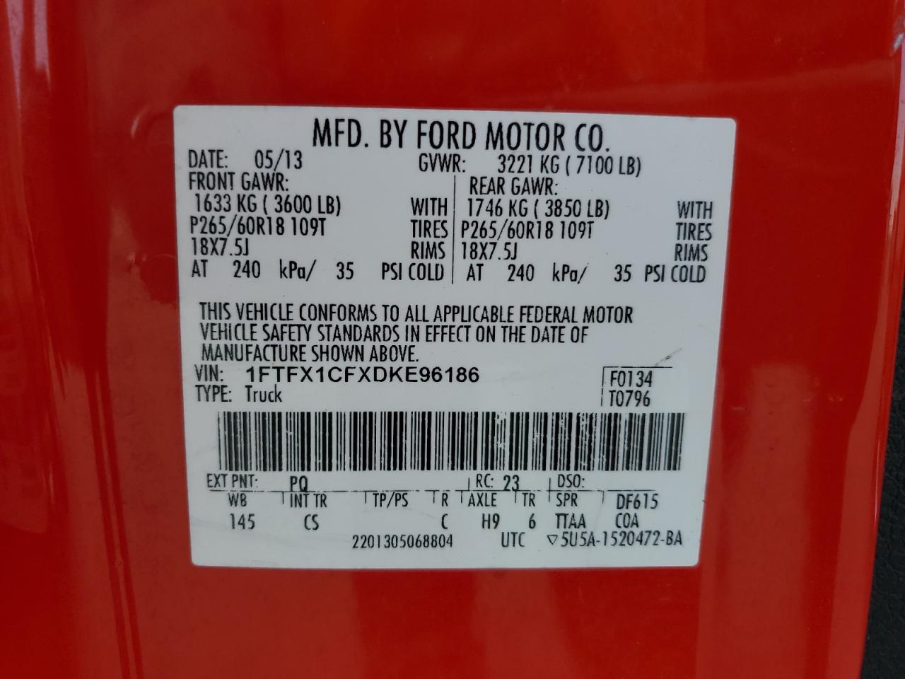 1FTFX1CFXDKE96186 2013 Ford F150 Super Cab