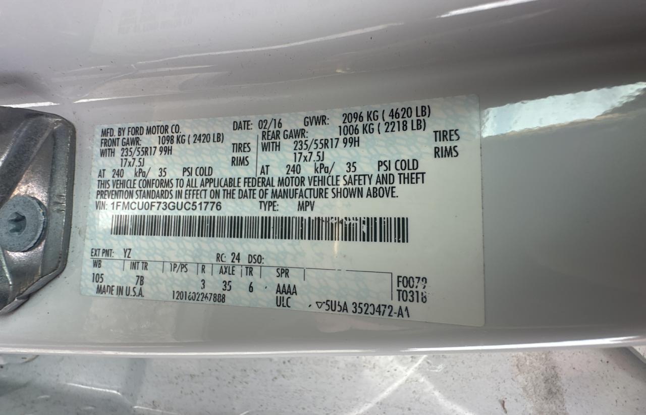 2016 Ford Escape S VIN: 1FMCU0F73GUC51776 Lot: 71615004