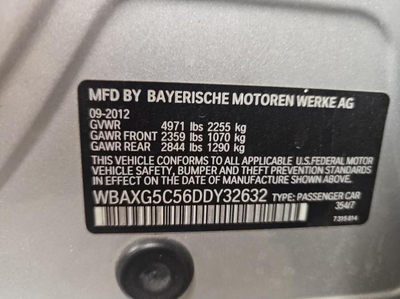 WBAXG5C56DDY32632 2013 BMW 528 I