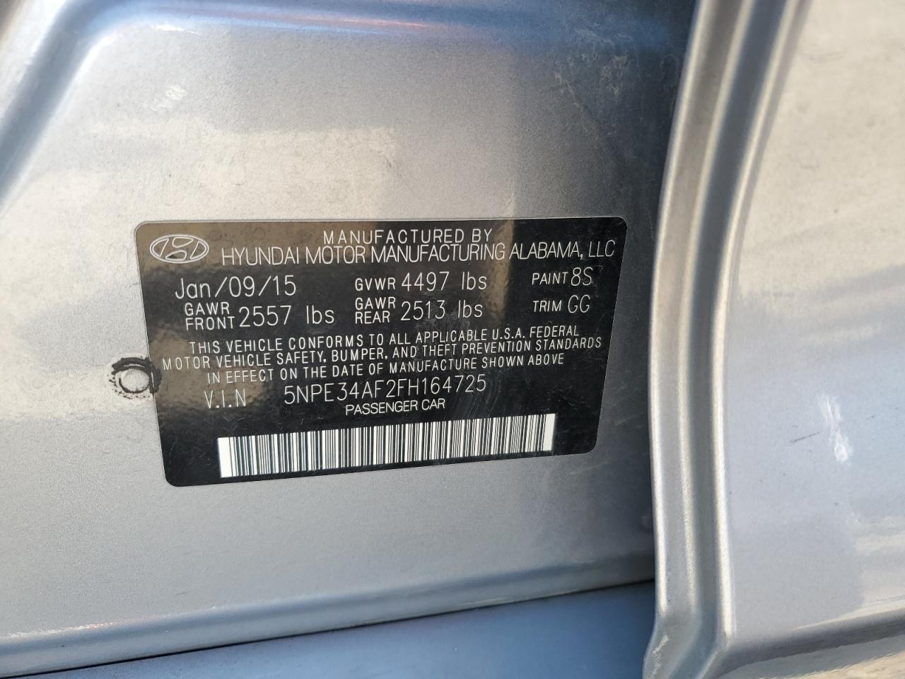 5NPE34AF2FH164725 2015 Hyundai Sonata Sport