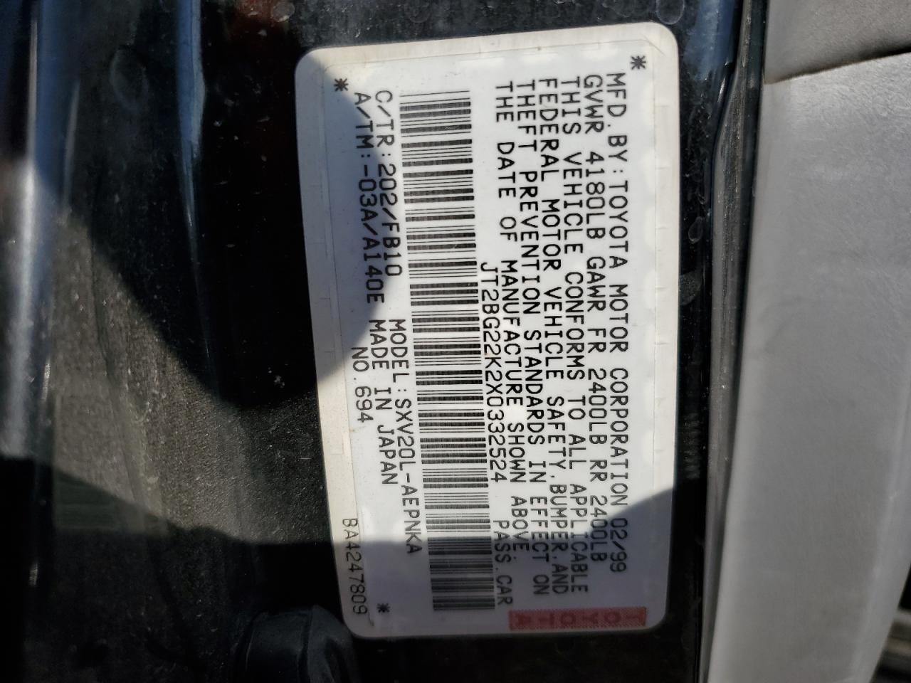 JT2BG22K2X0332524 1999 Toyota Camry Le