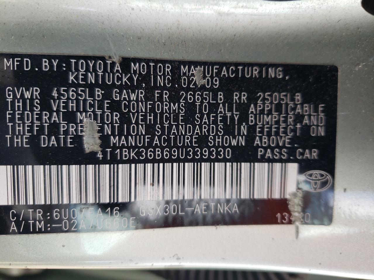 4T1BK36B69U339330 2009 Toyota Avalon Xl