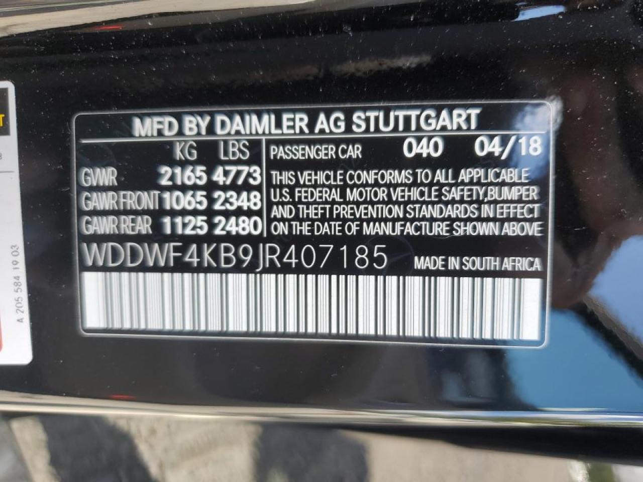 2018 Mercedes-Benz C 300 4Matic VIN: WDDWF4KB9JR407185 Lot: 69985514