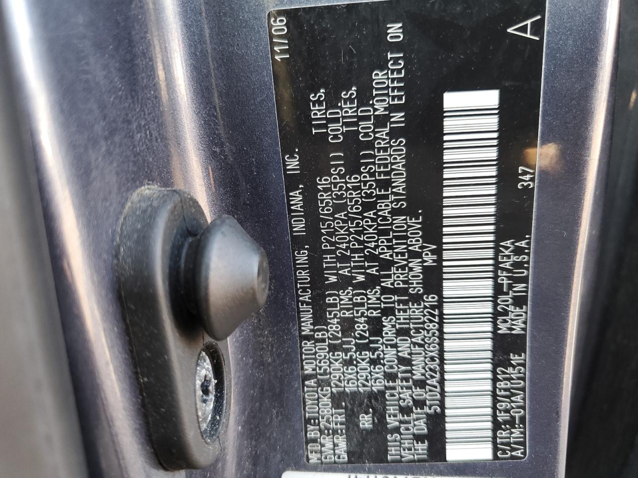 2006 Toyota Sienna Ce VIN: 5TDZA23CX6S582216 Lot: 71256414