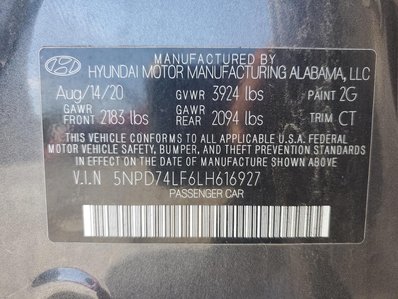 5NPD74LF6LH616927 2020 HYUNDAI ELANTRA - Image 14