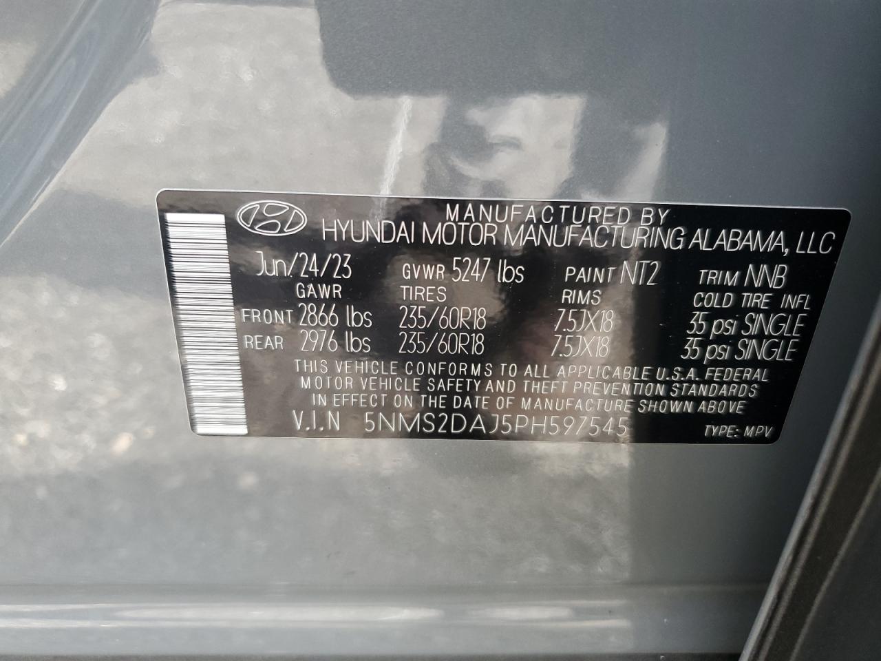 5NMS2DAJ5PH597545 2023 Hyundai Santa Fe Sel