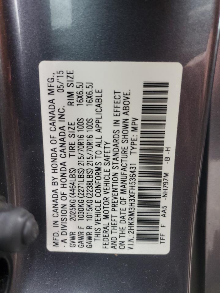 2015 Honda Cr-V Lx VIN: 2HKRM3H3XFH536431 Lot: 70559674