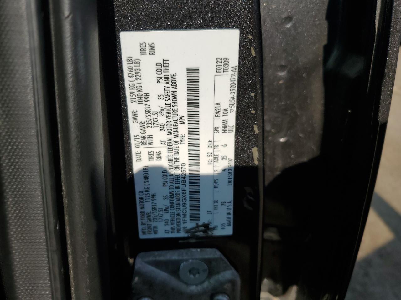 1FMCU9GX6FUB42570 2015 Ford Escape Se