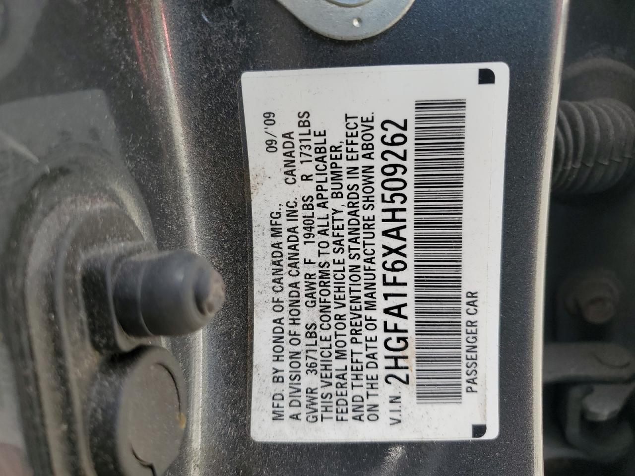 2HGFA1F6XAH509262 2010 Honda Civic Lx-S