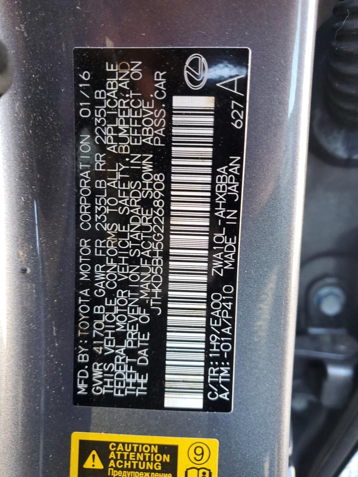 JTHKD5BH5G2268908 2016 Lexus Ct 200