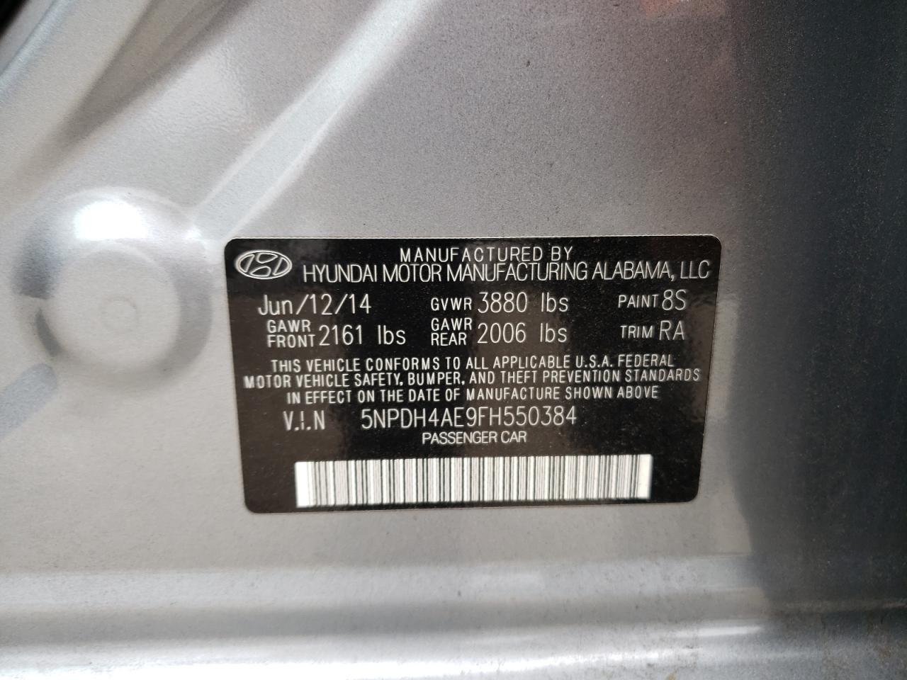 5NPDH4AE9FH550384 2015 Hyundai Elantra Se