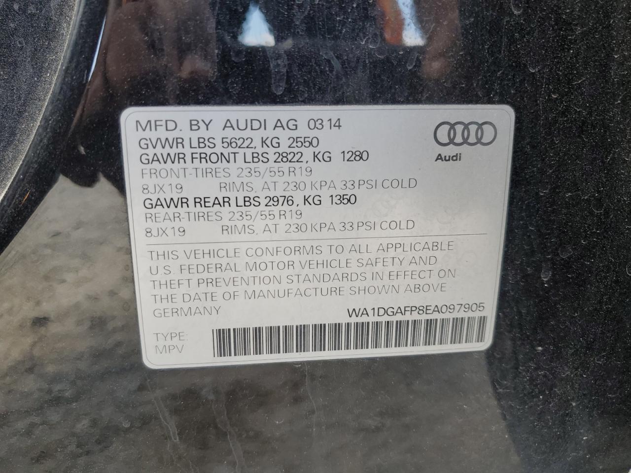 WA1DGAFP8EA097905 2014 Audi Q5 Premium Plus