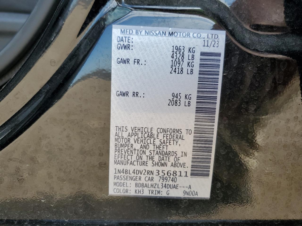 1N4BL4DV2RN356811 2024 Nissan Altima Sv