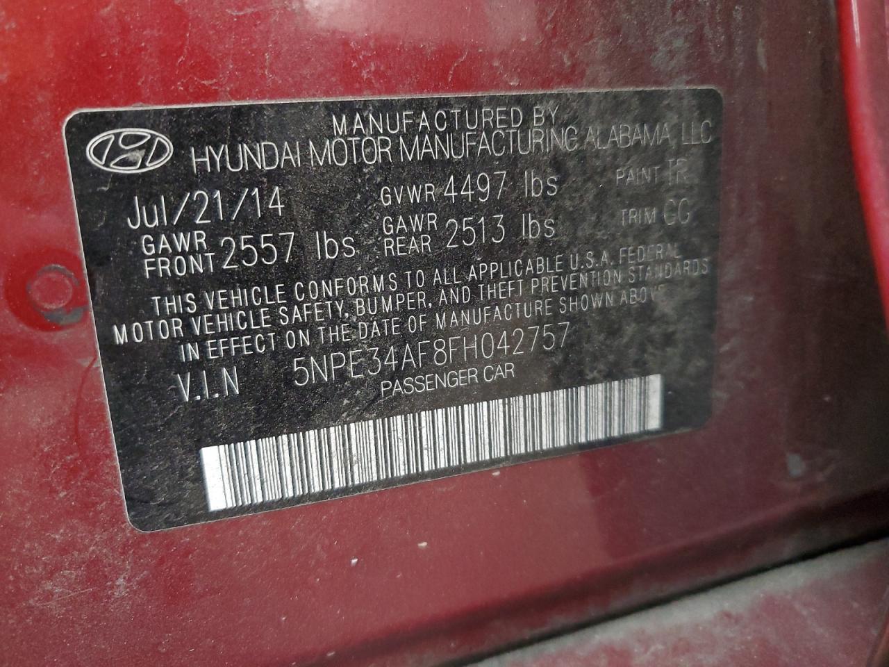 5NPE34AF8FH042757 2015 HYUNDAI SONATA - Image 13