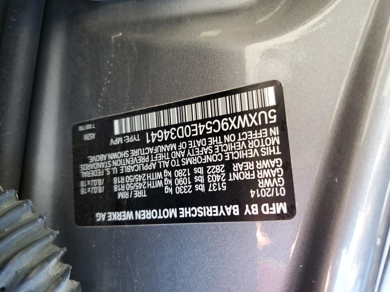 5UXWX9C54E0D34641 2014 BMW X3 xDrive28I