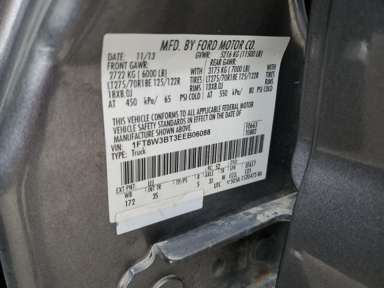 1FT8W3BT3EEB06088 2014 Ford F350 Super Duty