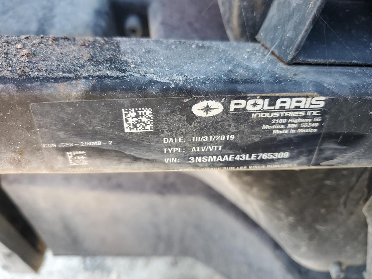 2020 Polaris Ranger Ev VIN: 3NSMAAE43LE765309 Lot: 71915574