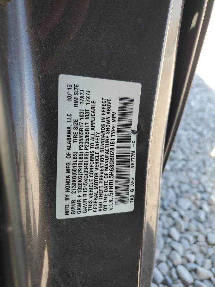 5FNRL5H68GB028161 2016 Honda Odyssey Exl