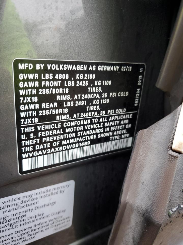 WVGAV3AX8DW081489 2013 Volkswagen Tiguan S