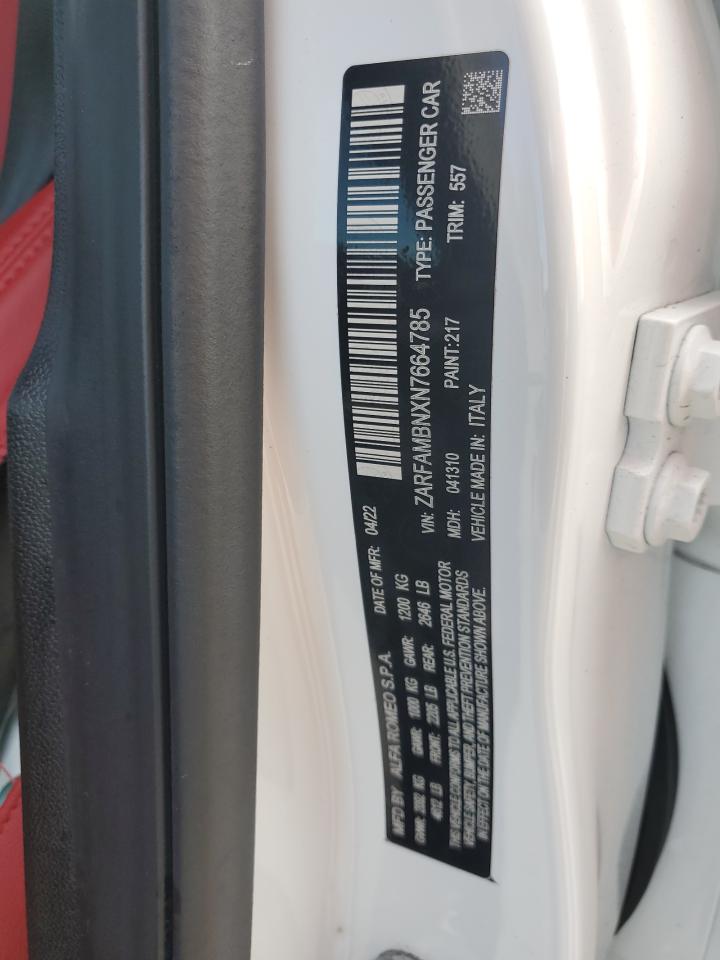 2022 Alfa Romeo Giulia Super VIN: ZARFAMBNXN7664785 Lot: 69987754