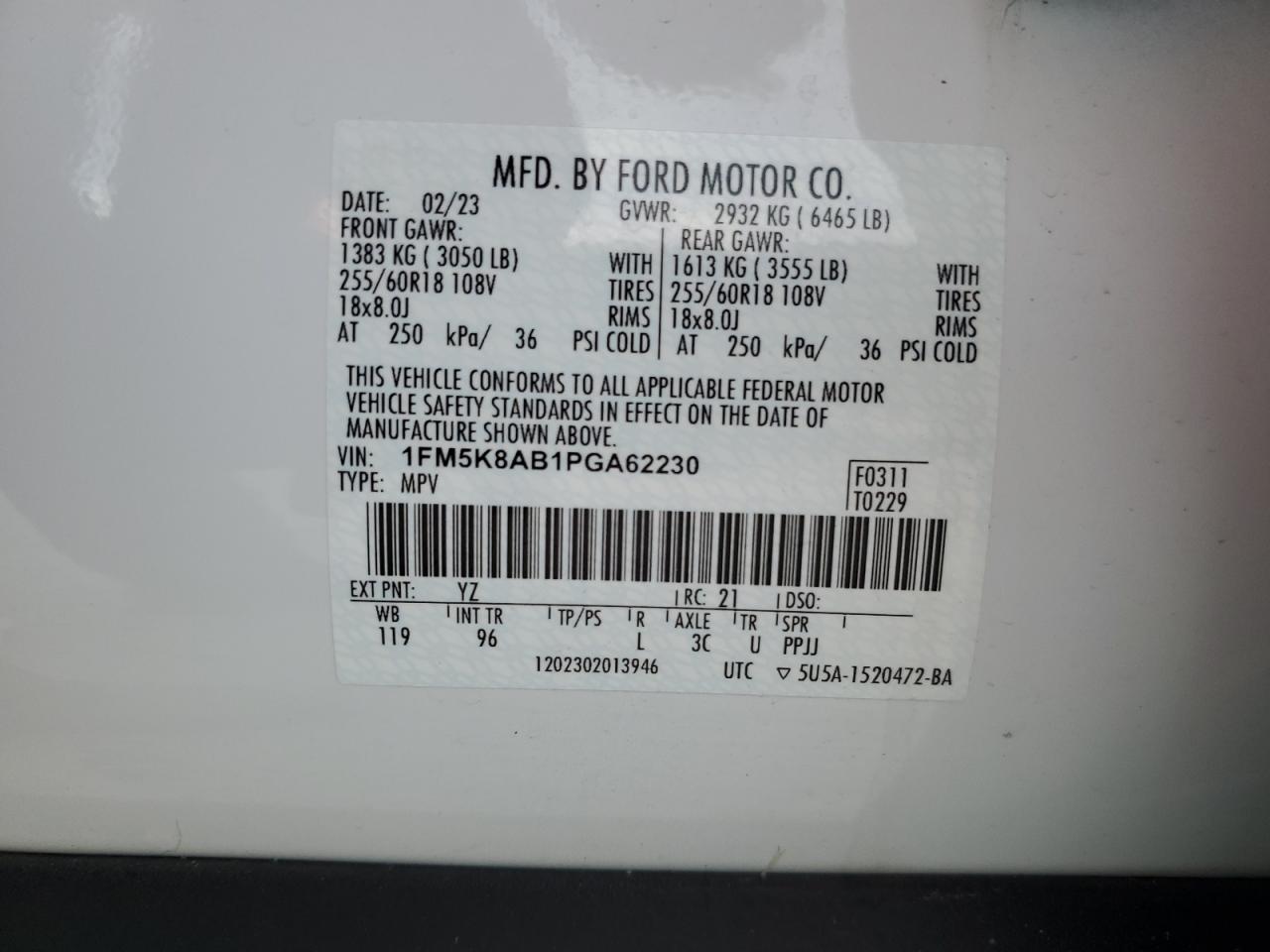 1FM5K8AB1PGA62230 2023 FORD EXPLORER - Image 14